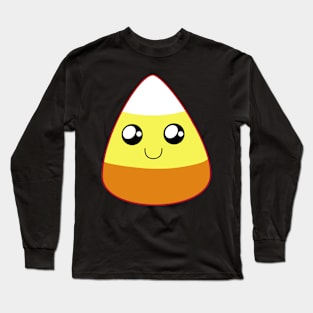 Cute Happy Candy Corn (Black) Long Sleeve T-Shirt